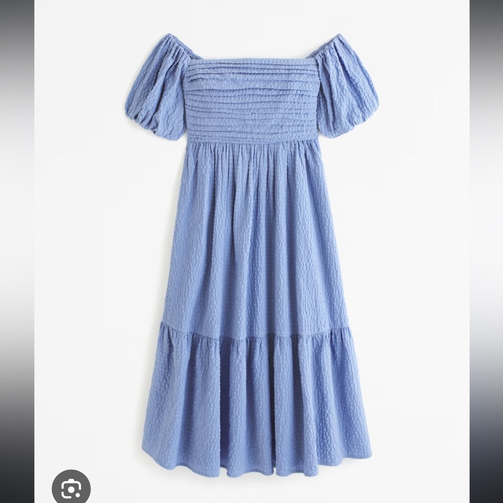 Abercrombie & fitch Emerson off the shoulder midi dress blue petite XSP